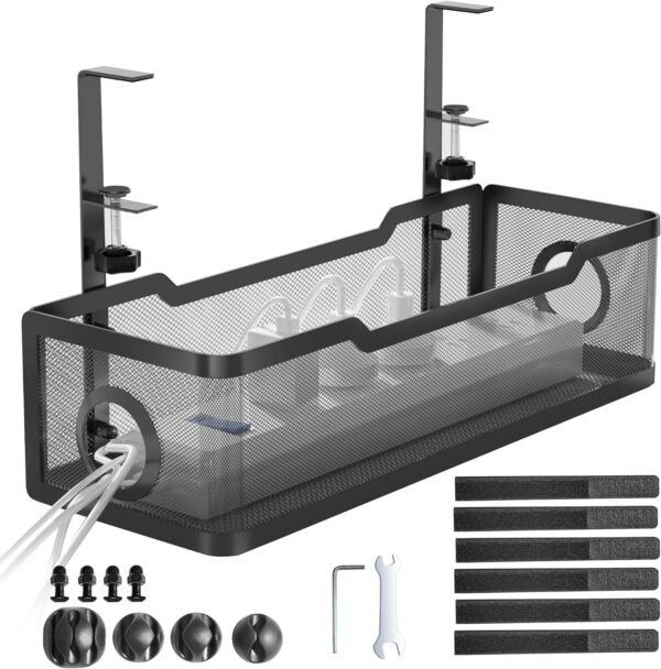 Under Desk Cable Management Tray Black